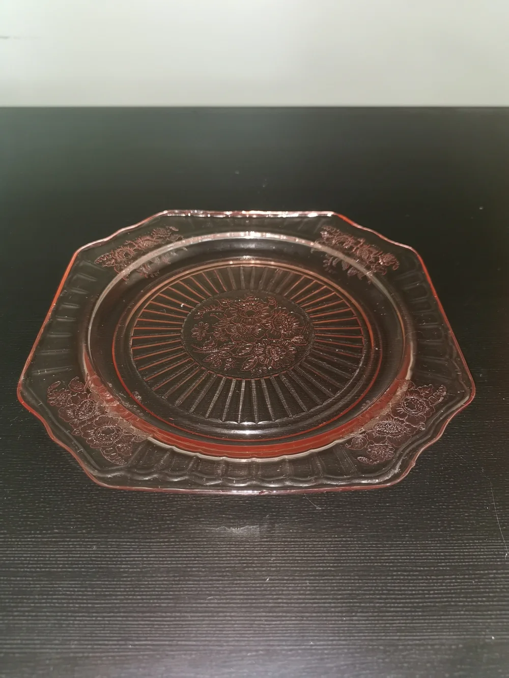 Anchor Hocking Depression Glass Pink Mayfair Open Rose Lucheon Plate Set of‎ 2